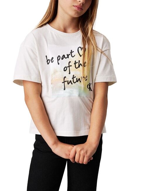 CALVIN KLEIN CK KIDS T-shirt maniche corte con stampa ivory - T-shirt Bambino