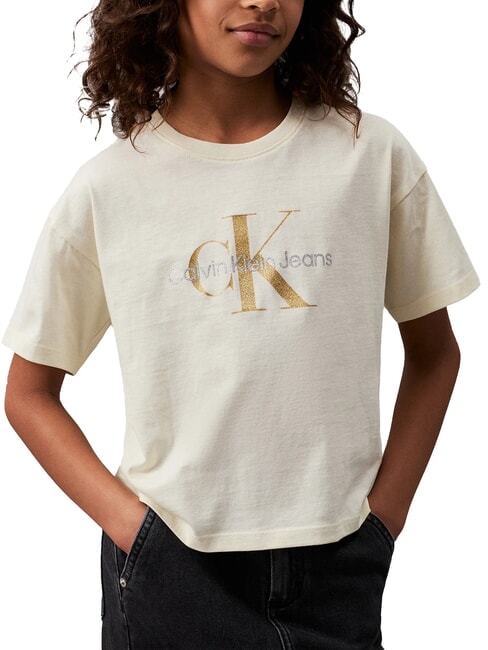 CALVIN KLEIN CK KIDS T-shirt maniche corte logo glitter afterglow - T-shirt Bambino