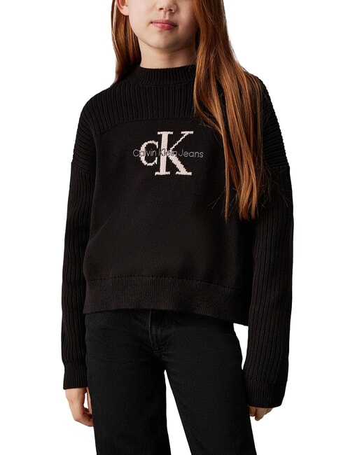 CALVIN KLEIN CK KIDS Maglione girocollo in cotone ck black - Maglioni Bambini