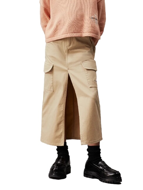 CALVIN KLEIN CK KIDS Gonna cargo con spacco pale khaki - Gonne bambine