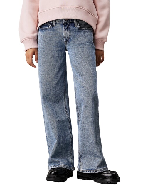 CALVIN KLEIN CK KIDS Jeans bimba ampi relaxed fit salt and pepper blue - Pantaloni bambini