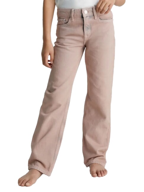 CALVIN KLEIN CK KIDS Jeans bimba delavè overdye pink - Pantaloni bambini