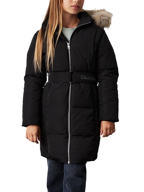 CALVIN KLEIN CK KIDS Piumino bimba lungo con cappuccio ck black - Giacche Bambini