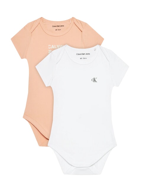 CALVIN KLEIN CK KIDS Set 2 body neonata pink sand / bright white - Tutine e completi per neonati