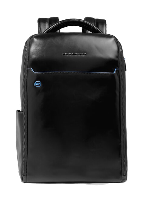 PIQUADRO BLUE SQUARE Zaino fast-check in pelle, porta pc 14" Nero - Zaini da lavoro porta PC