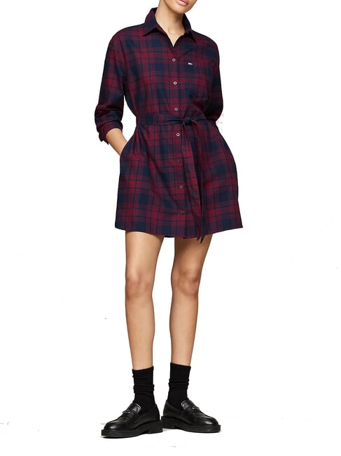 TOMMY HILFIGER TH JEANS  Abito tartan rouge winter check - Vestiti Donna
