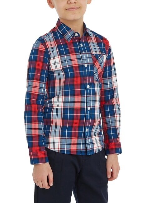 TOMMY HILFIGER TH KIDS Tartan Camicia in cotone blue check - Camicie Bambino