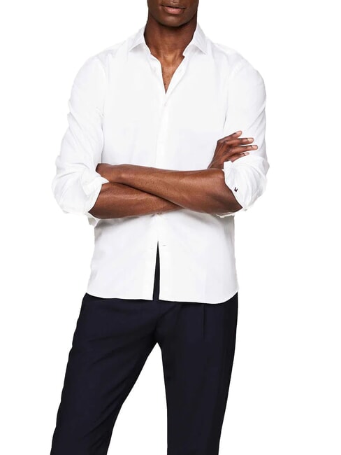 TOMMY HILFIGER TH  Camicia in misto cotone optic white - Camicie Uomo