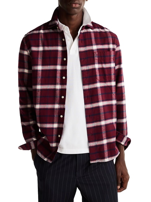 TOMMY HILFIGER TH TARTAN Camicia in cotone deep rouge / multi - Camicie Uomo