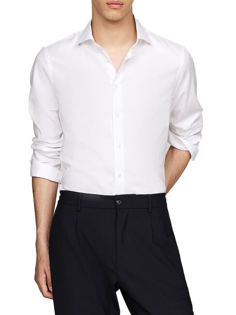 TOMMY HILFIGER TH  Camicia maniche lunghe in cotone optic white - Camicie Uomo