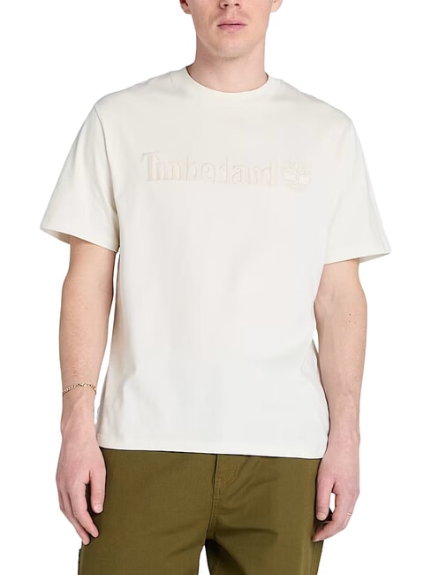 TIMBERLAND EMBROIDERY TONAL T-shirt in cotone vintage white - T-shirt Uomo