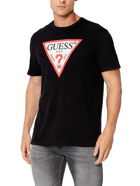 GUESS TRI LOGO T-shirt in cotone jetbla - T-shirt Uomo