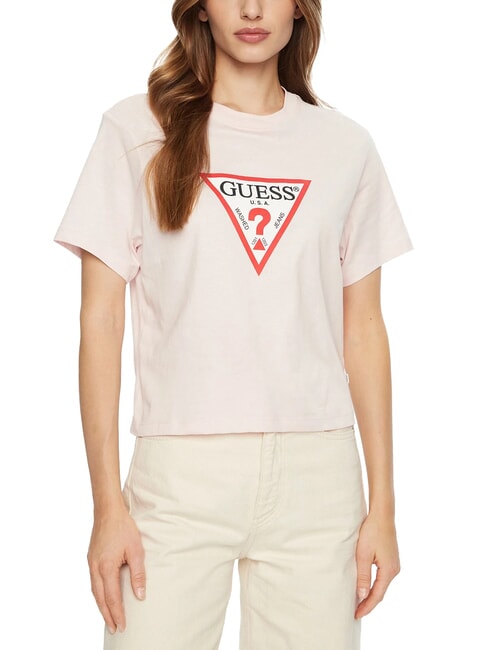 GUESS JEANS SS CN BOXY ICONIC  T-Shirt in cotone royal blush - T-shirt e Top Donna