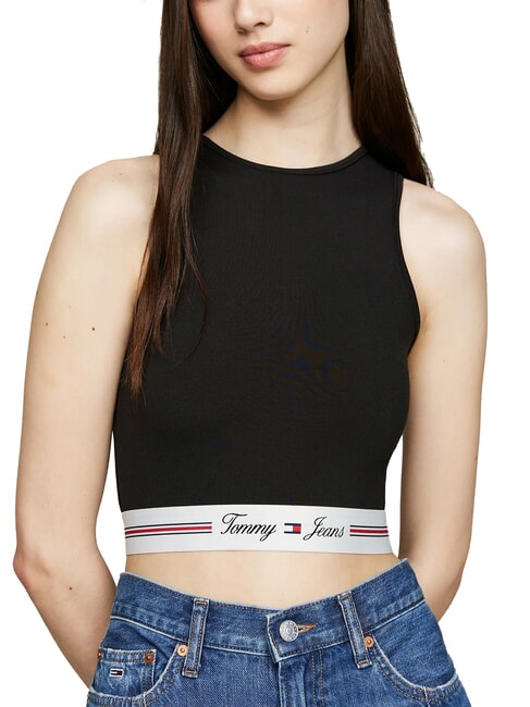 TOMMY HILFIGER TH JEANS Top cut out black - T-shirt e Top Donna