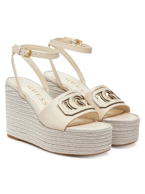 GUESS TANVEE Sandali espadrillas alti con zeppa cream/gold - Scarpe Donna
