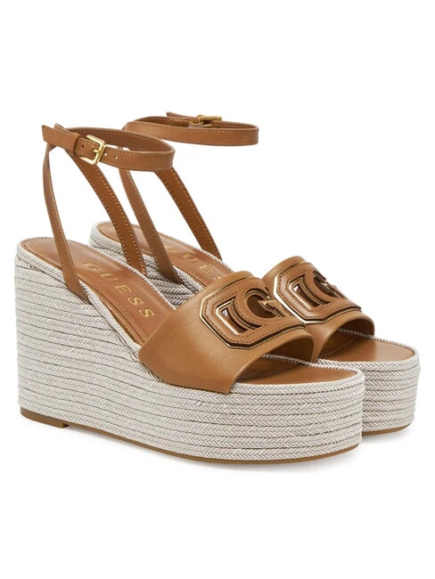 GUESS TANVEE Sandali espadrillas alti con zeppa tan - Scarpe Donna