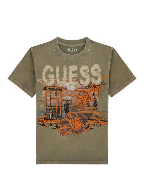 GUESS KIDS T-shirt a maniche corte mossy green - T-shirt Bambino
