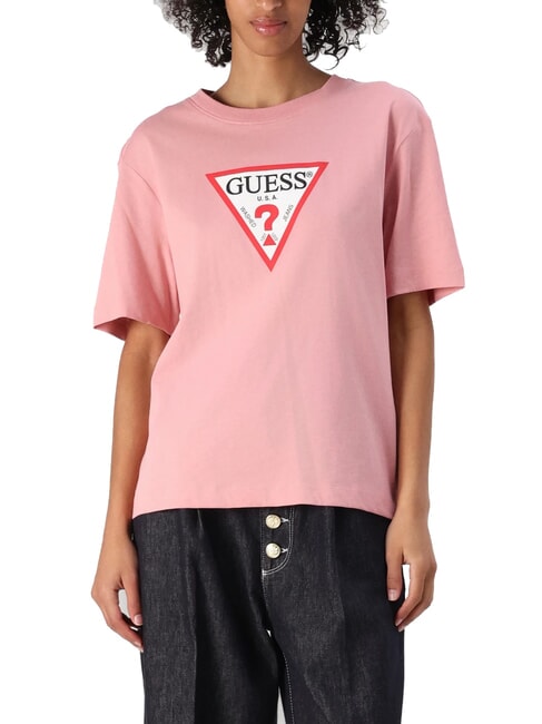 GUESS JEANS ICONIC T-shirt manica corta relaxed fit slight pink - T-shirt e Top Donna