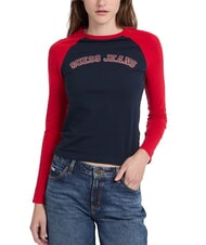 GUESS JEANS RAGLAN BLOCK T-shirt a manica lunga con stampa - T-shirt e Top Donna