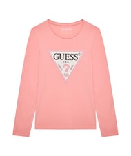 GUESS KIDS T-shirt manica lunga con strass sweet pink - T-shirt Bambino - 1