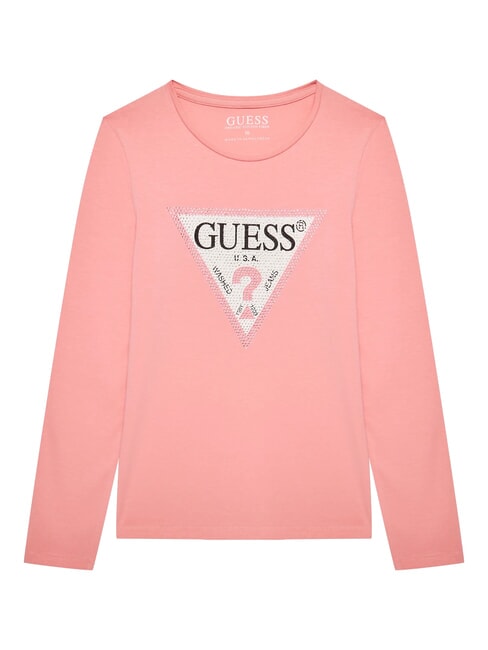 GUESS KIDS T-shirt manica lunga con strass sweet pink - T-shirt Bambino