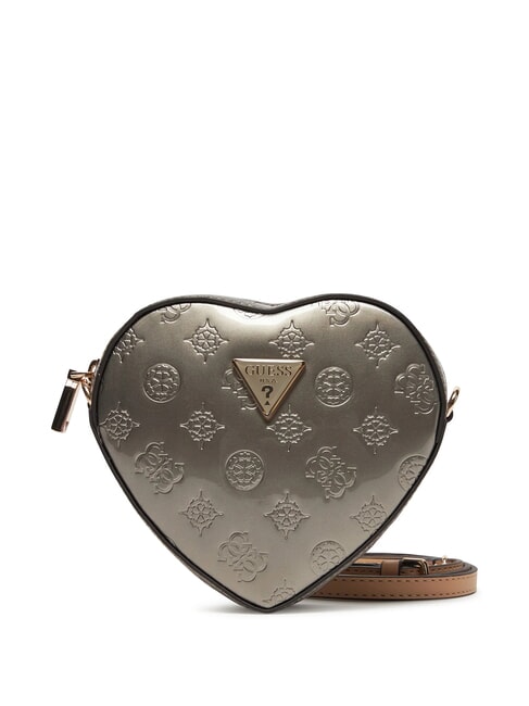 GUESS ARNELA Borsa cuore mini a tracolla pewter logo - Borse Donna