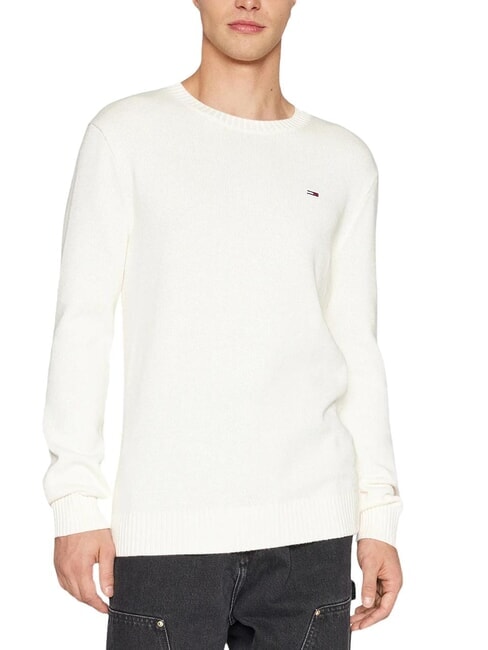 TOMMY HILFIGER TH JEANS  Girocollo in cotone ancient white - Maglie Uomo