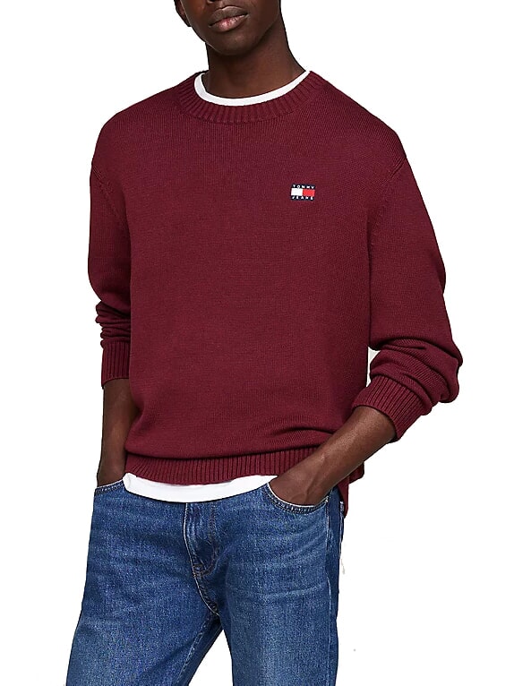 Tommy Hilfiger Th Jeans Maglioncino Girocollo Deep Rouge