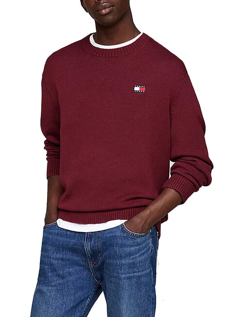 TOMMY HILFIGER TH JEANS  Maglioncino girocollo deep rouge - Maglie Uomo