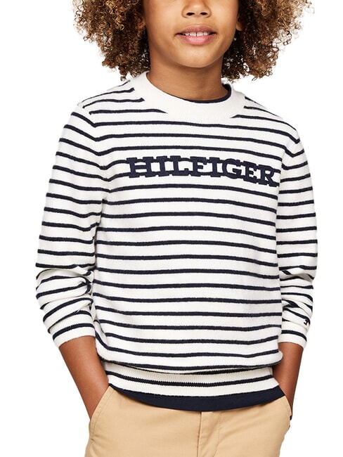 TOMMY HILFIGER TH KIDS Maglione a girocollo white base / blue sttripe - Maglioni Bambini