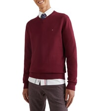 TOMMY HILFIGER PIMA MAglione scollo a V in misto cachemire deep rouge - Maglie Uomo - 1