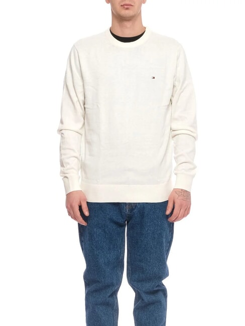 TOMMY HILFIGER PIMA Maglione girocollo in misto cachemire ivory - Maglie Uomo
