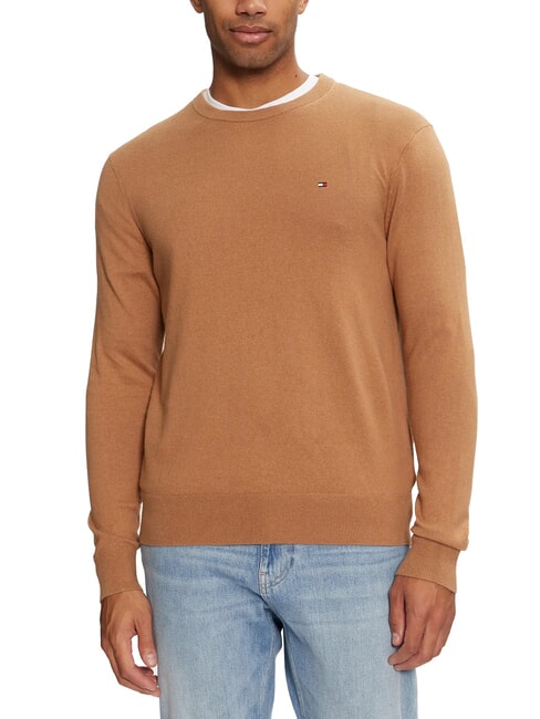 TOMMY HILFIGER PIMA Maglione girocollo in misto cachemire safari canvas - Maglie Uomo