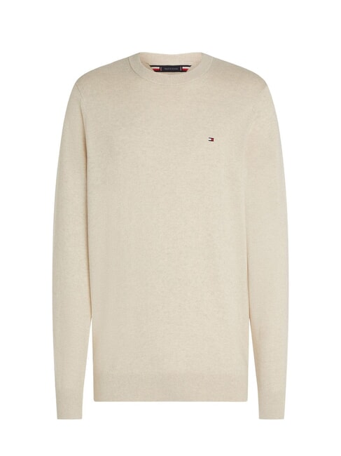 TOMMY HILFIGER PIMA Maglione girocollo in misto cachemire heathered oatmilk - Maglie Uomo
