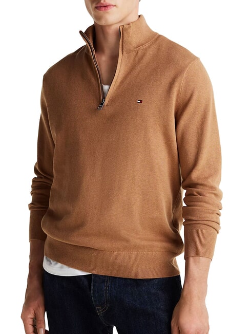 TOMMY HILFIGER TH  Maglione a collo alto con zip safari canvas - Maglie Uomo