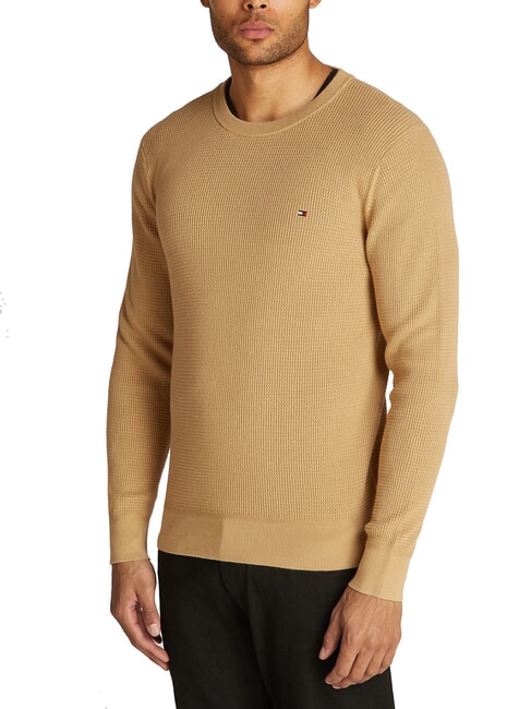 TOMMY HILFIGER TH  Maglione girocollo in cotone classic khaki - Maglie Uomo
