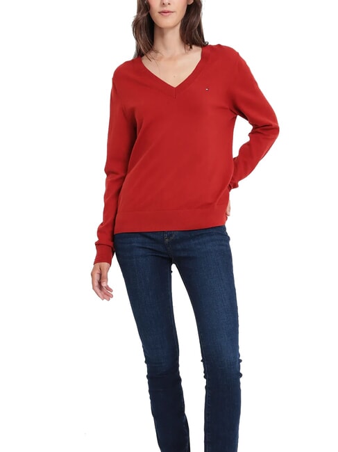 TOMMY HILFIGER TH  Maglione scollo a v dark magma - Maglie Donna