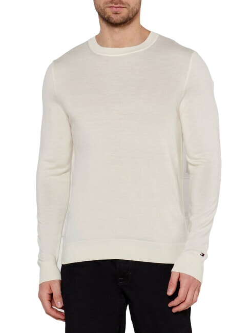 TOMMY HILFIGER TH  Maglione girocollo in lana ivory - Maglie Uomo