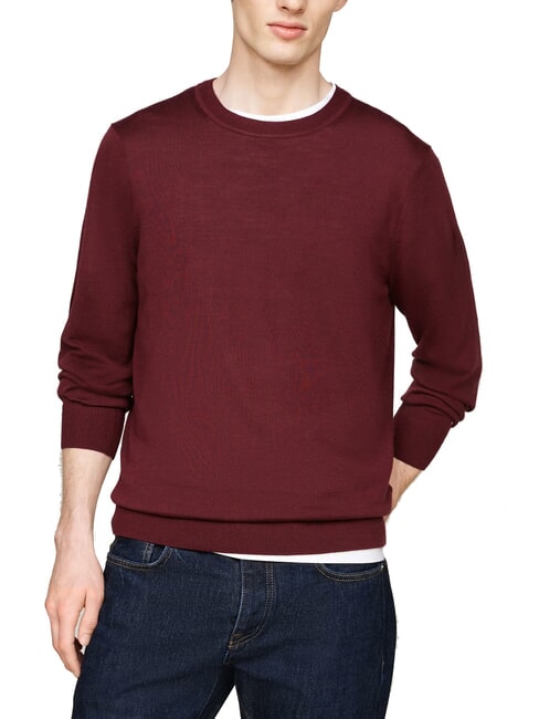 TOMMY HILFIGER TH  Maglione girocollo in lana deep rouge - Maglie Uomo