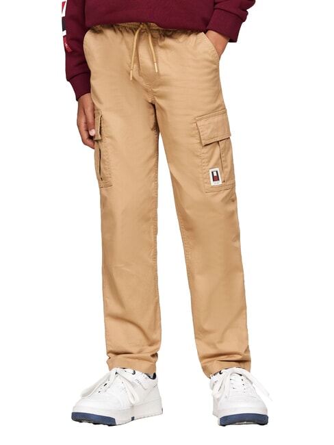 TOMMY HILFIGER TH KIDS Pantaloni unisex in cotone classic khaki - Pantaloni bambini