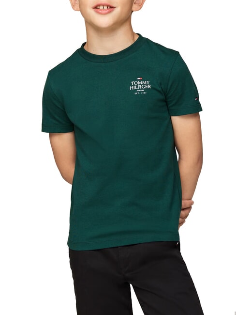 TOMMY HILFIGER TH KIDS T-Shirt in cotone manica corta ornamental green - T-shirt Bambino