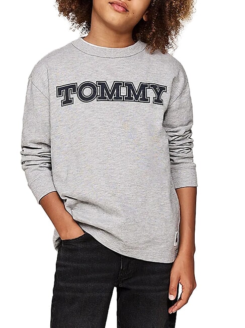 TOMMY HILFIGER TH KIDS Tommy T-Shirt in cotone light grey heather - T-shirt Bambino