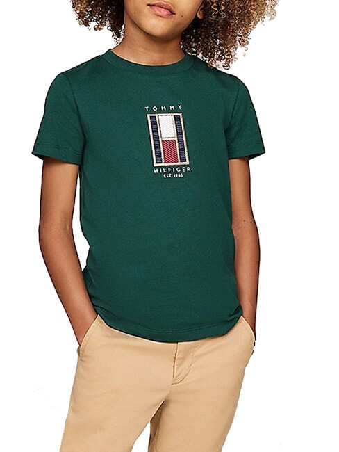 TOMMY HILFIGER TH KIDS T-Shirt in cotone Bambino ornamental green - T-shirt Bambino