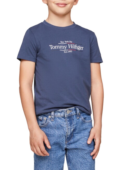 TOMMY HILFIGER TH KIDS Maglietta in cotone maniche corte aegean sea - T-shirt Bambino