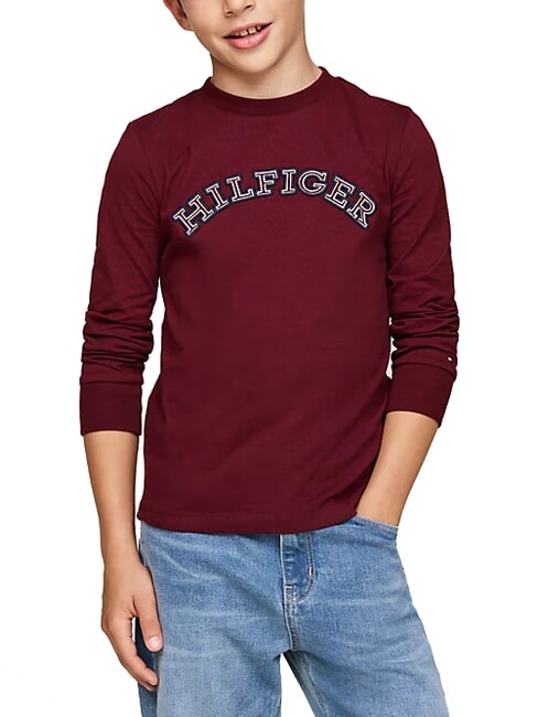 TOMMY HILFIGER TH KIDS T-Shirt in cotone manica lunga deep rouge - T-shirt Bambino