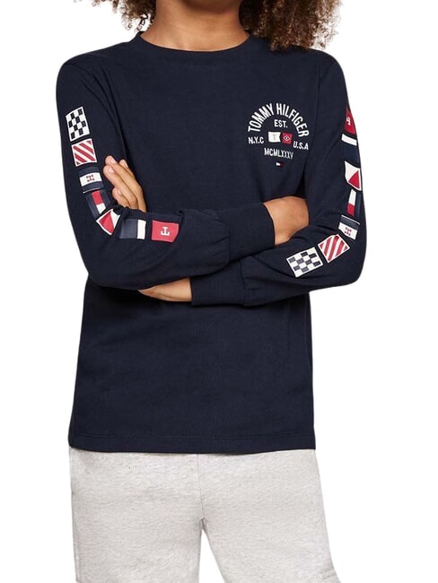 TOMMY HILFIGER TH KIDS T-Shirt in cotone a maniche lunghe desert sky - T-shirt Bambino