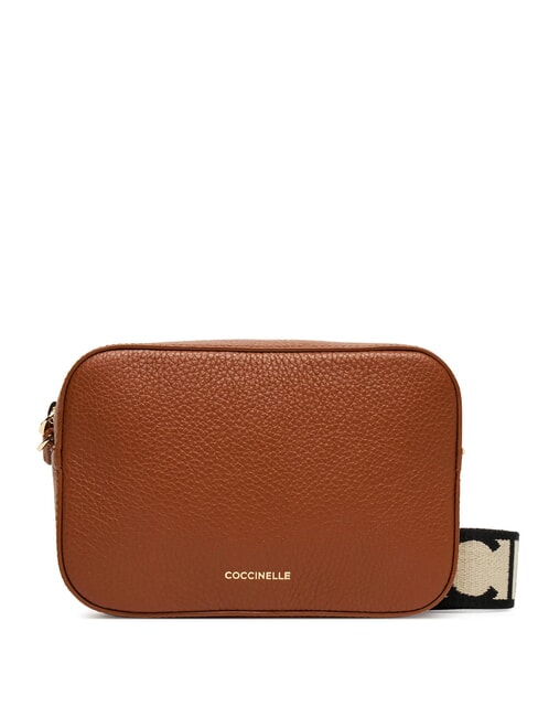 COCCINELLE TEBE Borsa a tracolla in pelle martellata cognac - Borse Donna