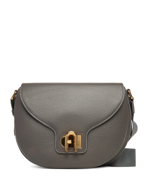 FURLA LOTUS Borsa in pelle con tracolla logata urban gray/toni urban gray - Borse Donna