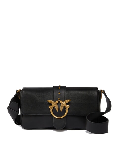 PINKO LOVE ONE CLASSIC SLOUCHY Borsa a spalla in pelle nero-antique gold - Borse Donna