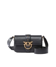PINKO LOVE ONE SLOUCHY Borsa mini tracolla in pelle nero-antique gold - Borse Donna - 1